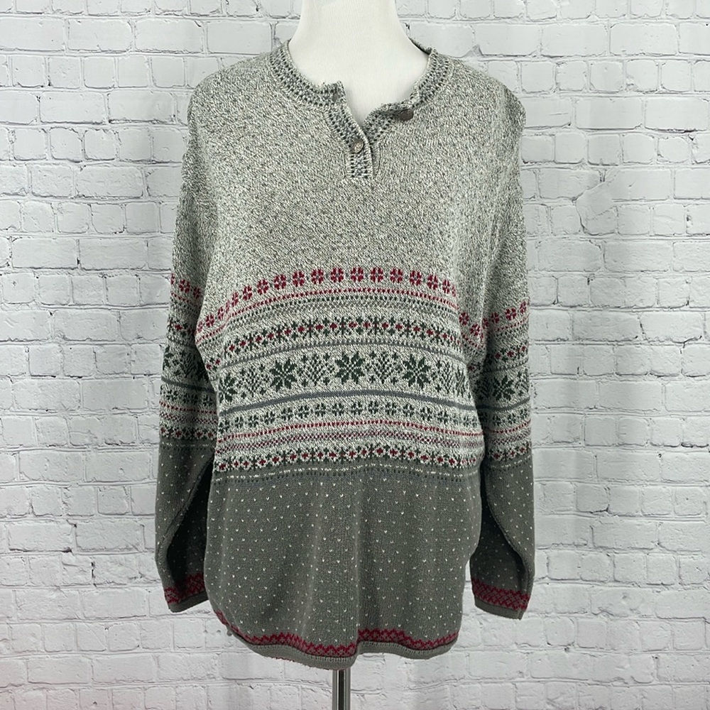 Traverse Bay Woolen Co. Large Made in USA Fair Isle Snowflake Women’s Sweater